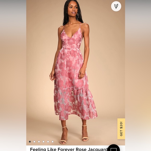Lulus Dresses & Skirts - Lulu’s Rose Jacquard Lace Up Dress. Size Medium